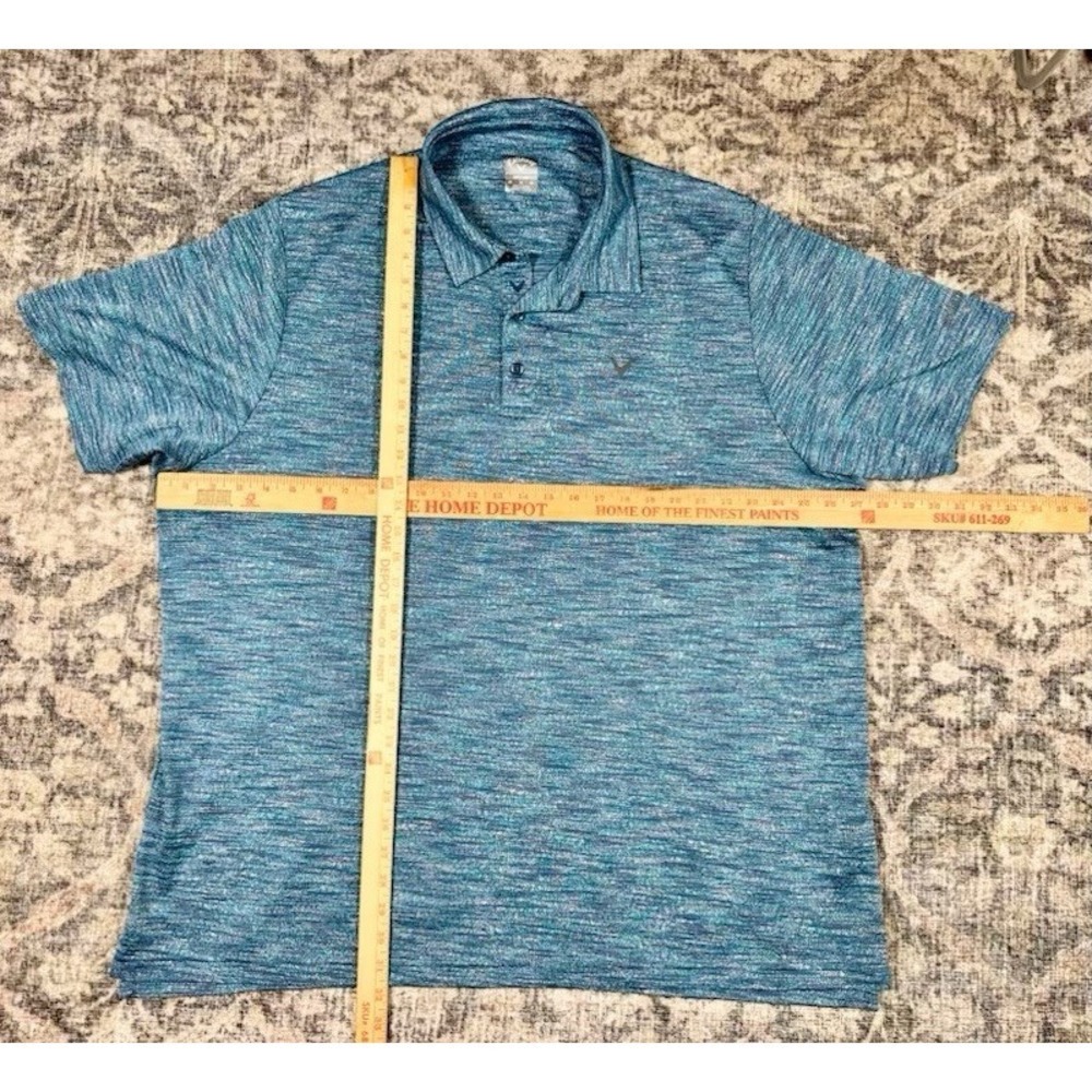 Callaway Eco Mens Course Blueprint Polo Real Teal Heather UPF 15 Stretch Xxl B8